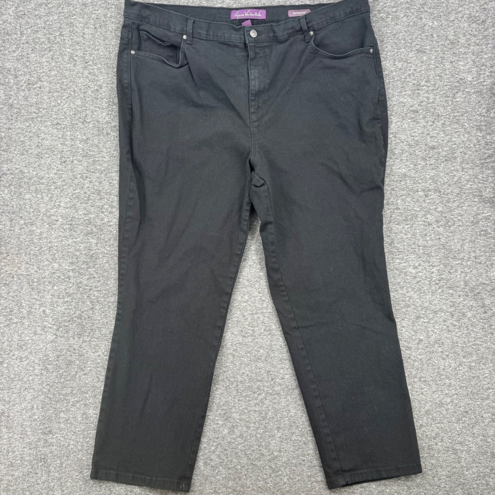 Gloria Vanderbilt Amanda Black High Rise Straight Leg Jeans Womens Plus Size 22W